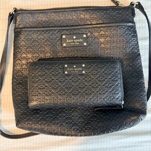 Kate Spade Black Shoulder Bag with matching wallet